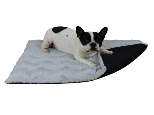 HS-Hundebett 95x135cm Hellgrau rutschfeste Exklusivdecke in Unifarben I Antirutsch-Hundedecke Made in Germany I Weiche Kuscheldecke für große & kleine Hunde I waschbar bei 40° von HS-Hundebett