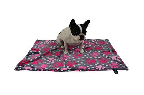 Made in Germany Hundedecke, Pfote Pink, 45 x 65cm für kleine & große Hunde I Flauschige Hunde Sommerdecke, waschbar, trocknergeeignet von HS-Hundebett