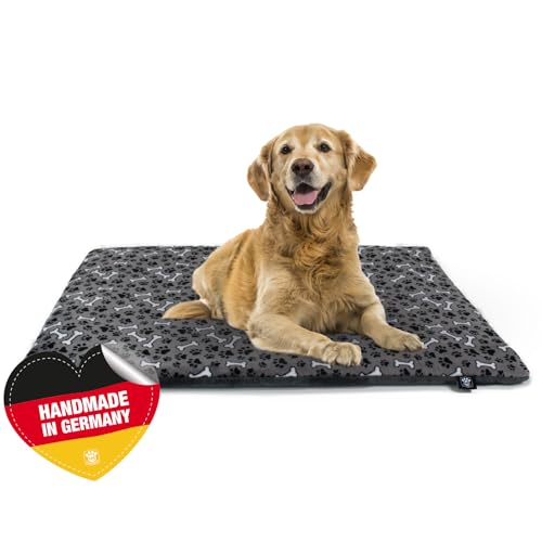 HS-Hundebett Made in Germany gepolsterte Hundedecke, Knochen Anthrazit 45 x 65cm für kleine & große Hunde I Flauschige Hundedecke, waschbar, trocknergeeignet von HS-Hundebett