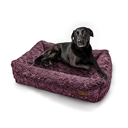 HS-Hundebett Made in Germany orthopädisches Kuschelbett Deluxe - Lila 90 x 110 cm I waschbar bei 40° - XL von HS-Hundebett