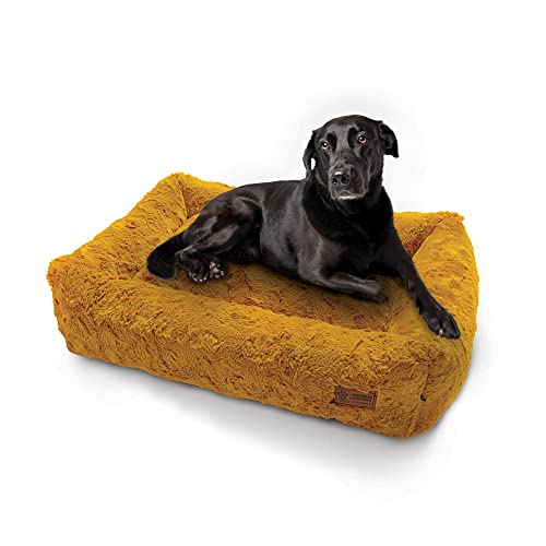 HS-Hundebett Made in Germany orthopädisches Kuschelbett Deluxe - Ocker 80 x 95 cm I waschbar bei 40° - L von HS-Hundebett