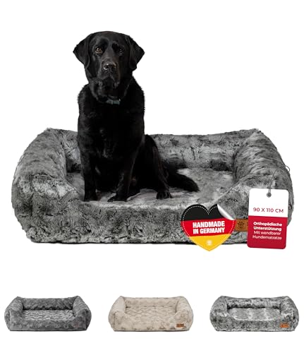 HS-Hundebett Made in Germany orthopädisches Kuschelbett Deluxe - Shadow 90 x 110 cm I waschbar bei 40° - XL von HS-Hundebett