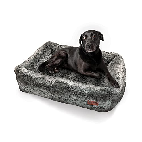 HS-Hundebett® Kuschelbett Deluxe Exklusiv XL (90x110 cm) – Orthopädisches Hundebett mit Memory Foam & Anti-Rutsch – Waschbar – Shadow – Made in DE von HS-Hundebett