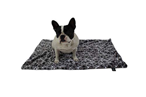 Made in Germany Hundedecke, Knochen Anthrazit, 45 x 65 cm für kleine & große Hunde I Flauschige Hunde Sommerdecke, waschbar, trocknergeeignet von HS-Hundebett