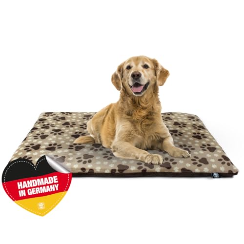 Made in Germany gepolsterte Hundedecke, Pfote Beige 30x45cm für kleine & große Hunde I Flauschige Hundedecke, waschbar, trocknergeeignet von HS-Hundebett