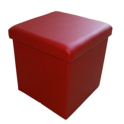 HS-Lighting Sitzhocker Faltbarer Sitzwürfel mit Stauraum, Fußhocker Aufbewahrungsbox mit Deckel, gepolstert, aus Kunstleder, 38x38x38cm (Dunkelrot) HS-Lighting Sitzhocker Faltbarer Sitzwürfel mit Stauraum, Fußhocker Aufbewahrungsbox mit Deckel, gepolstert, aus Kunstleder, 38x38x38cm (Dunkelrot) von Vicien