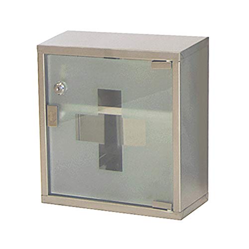 HS-Lighting Medizinschrank Erste Hilfe Schrank Arzneischrank Edelstahl abschließbar inkl 2 Schlüssel, Glas Tür mit Tip-on Automatik (Silber-2 Fächer) 30ⅹ30ⅹ12 cm von Vicien