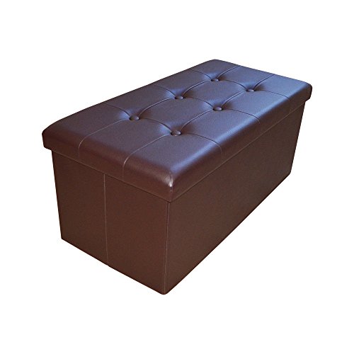 HS-Lighting Sitzbank Sitztruhe mit Stauraum, Faltbare Polsterbank Aufbewahrungsbox mit Deckel, gepolstert, aus Kunstleder, 76x38x38cm (Braun) von Vicien