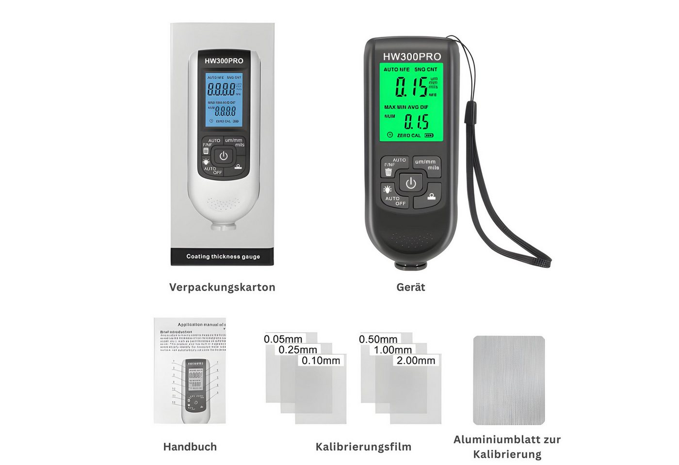 HS.SUPPLY Lackschichtenmessgerät Lackdickenmesser, digitales Beschichtungsdickenmessgerät, Lackmessgerät für lackierte & nicht lackierte Metalloberflächen von HS.SUPPLY
