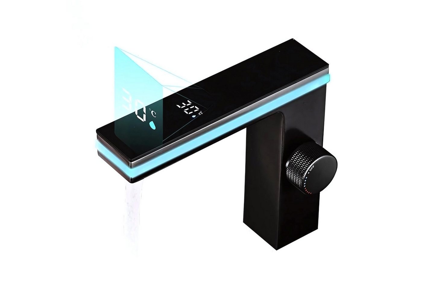 LuxaSteel Waschbeckenbrause Wasserhahn, Badarmatur, LED Wasserhahn (Komplettset, Komplettset) integriertes Wasserkraftwerk, weicher Wasserstrahl, Temperaturanzeige von LuxaSteel