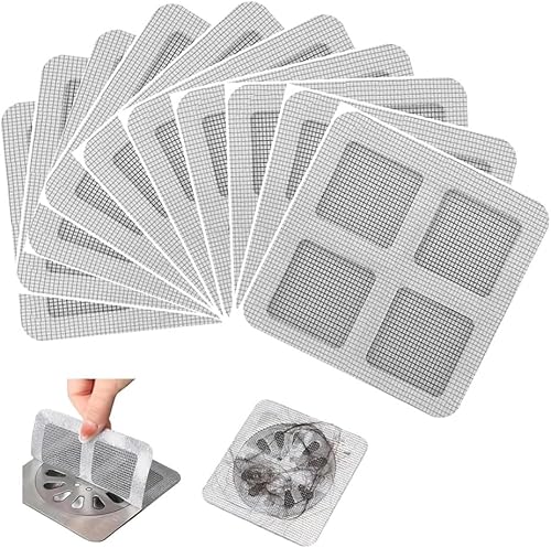 HSAJS 50 Stück Abflusssieb Selbstklebend Quadratisch Haarsieb Badewanne Abflussschutz Waschbecken Sieb Badezimmer Dusche von HSAJS
