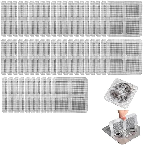 HSAJS Abfluss Haarfänger Einweg Duschabfluss Haarfänger Duschrinne Abflussfilter Selbstklebend Mesh Abflusssieb Badaccessoires Wohnungs Essentials für Küche Waschbecken Badewanne(50 pcs) von HSAJS