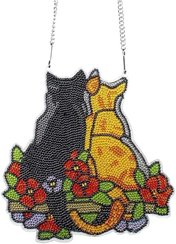 HSAJS Diy Diamant Malerei Set Katzenpaar Auf Ast Mit Blumen 5d Diamant Stickerei Kit Für Erwachsene Und Kinder Komplettes Zubehör Für Mosaik Kunst Handwerk Wanddekoration Und Heimdekoration(Cat) von HSAJS