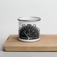 Speedy Chrono Mond Uhr - Camping Emaillebecher von HSDESIGNESHOP