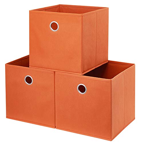 HSDT Aufbewahrungsbox, 28 x 28 x 28 cm, orange, 1 Metallloch, faltbar, Stoff, kompatibel mit Cube Organizer zum Ordnen von Unordnung, (3er-Set) QY-SC20-3 von HSDT