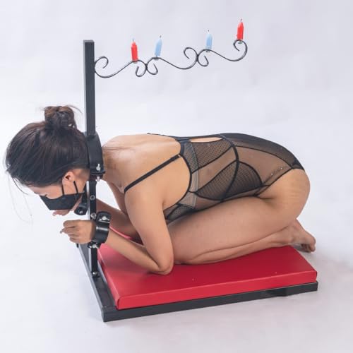HSDwerwh BDSM Fesselgestell Mit Handschellen Halsband Kerzenhalter Tropfendes Wachs Bestrafung Sexspielzeug Kniender Stuhl SM Bondage Sexspielzeug Für Männer Frauen von HSDwerwh