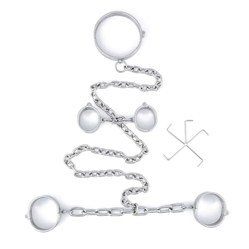 HSDwerwh Sm Edelstahl 3cm Hohe Schraubhandschellen, Fußfesseln Und Halsfesseln Spielzeug Für Erwachsene(Size:Herren) von HSDwerwh