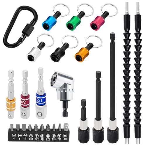 HSEAMALL 25 Stück Winkelschrauber Set, 2stk Flexibler Bithalter Verlängerung und 105°Winkelaufsatz FüR Akkuschrauber,Akkuschrauber Stecknussadapter Set Schraubendreher-Bit-Satz & Bits-Halter HSEAMALL 25 Stück Winkelschrauber Set, 2stk Flexibler Bithalter Verlängerung und 105°Winkelaufsatz FüR Akkuschrauber,Akkuschrauber Stecknussadapter Set Schraubendreher-Bit-Satz & Bits-Halter von HSEAMALL