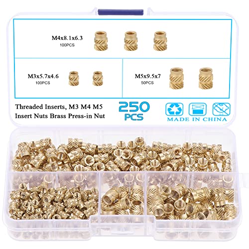 HSEAMALL 250 Stück Gewindeeinsatz M3 M4 M5 Gewindeeinsätze Einschmelzgewinde Messing Einschraubmutter Threaded Inserts für 3D Druck Kunststoffteile HSEAMALL 250 Stück Gewindeeinsatz M3 M4 M5 Gewindeeinsätze Einschmelzgewinde Messing Einschraubmutter Threaded Inserts für 3D Druck Kunststoffteile von HSEAMALL