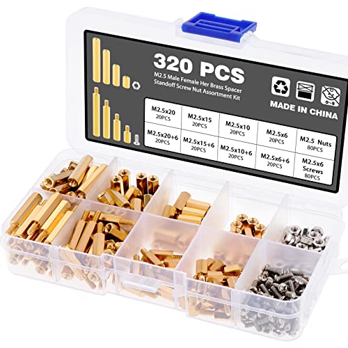 HSEAMALL 320 STÜCKE M2,5 Männlich Weiblich Sechskantsäule Messing Abstandshalter Abstandsschraube Muttern Sortiment Kit, Computer Schrauben PC Gehäuse Set, Motherboard Abstandsschrauben HSEAMALL 320 STÜCKE M2,5 Männlich Weiblich Sechskantsäule Messing Abstandshalter Abstandsschraube Muttern Sortiment Kit, Computer Schrauben PC Gehäuse Set, Motherboard Abstandsschrauben von HSEAMALL
