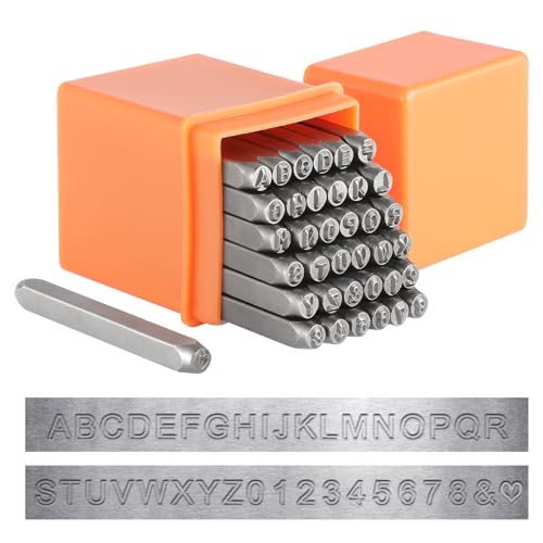 HSAEMALL 37 Stück Schlagzahlen 3mm Schlagbuchstaben Alphabet Metallstempel für Metall und Leder von HSEAMALL