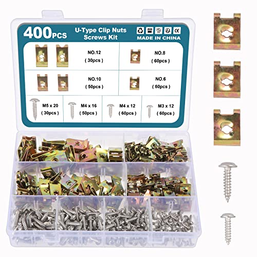 HSEAMALL 400 Stück Blechmuttern Gewinde Cip Mutter U-Typ Befestigung Clips Karosserieschrauben Blechmutter Schnappmuttern Kotflügelclip für Auto Kfz HSEAMALL 400 Stück Blechmuttern Gewinde Cip Mutter U-Typ Befestigung Clips Karosserieschrauben Blechmutter Schnappmuttern Kotflügelclip für Auto Kfz von HSEAMALL