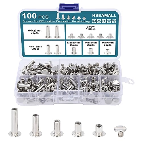 HSeaMall 100 Set Binding Schrauben 5 Größen Beiträge Nagel Rivet Button Solid Belt Tack Schraube Verschluss Leder Reparatur Schrauben von HSEAMALL