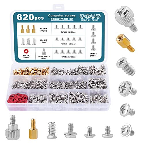 HSeaMall 620 Stück Computerschrauben DIY Reparatur Flachkopfschrauben Sortiment Kit für Festplatte Computergehäuse Motherboard Lüfter Power Graphics HSeaMall 620 Stück Computerschrauben DIY Reparatur Flachkopfschrauben Sortiment Kit für Festplatte Computergehäuse Motherboard Lüfter Power Graphics von HSEAMALL