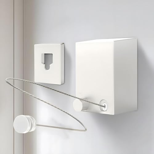 HSEANWWW Ausziehbare Wäscheleine für den Innenbereich, Edelstahl-Reisewäscheleine, kein Durchhängen, geeignet für Balkon, Hof, Waschküche Wall-Mounted, White HSEANWWW Ausziehbare Wäscheleine für den Innenbereich, Edelstahl-Reisewäscheleine, kein Durchhängen, geeignet für Balkon, Hof, Waschküche Wall-Mounted, White von HSEANWWW