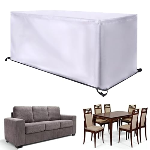 Abdeckung für Gartenmöbel - 220x120x90cm(LxWxH) Silber Schutzhülle Möbelsets 420D Oxford Gewebe Wasserdicht Staubdicht Winddicht UV-Beständig Freien Tische Stühle Terrasse Gartenmöbel Abdeckung von HSFFBHFBH