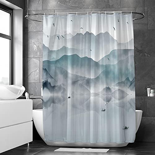 Duschvorhang im modernen Stil, wasserdichtes Badezimmer-Dekor, 3D, bedruckter Stoff mit Haken, Dekoration, Duschvorhang, Multi-Size 100x200cm/39x79in(WxH) von HSFFBHFBH