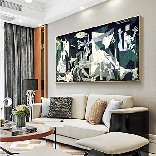 Guernica Picasso Leinwand Gemälde Reproduktionen Berühmte Wandkunst Bild Poster und Drucke für Wohnzimmer Wohnkultur 70x155cm(28"x62") Innenrahmen von HSFFBHFBH