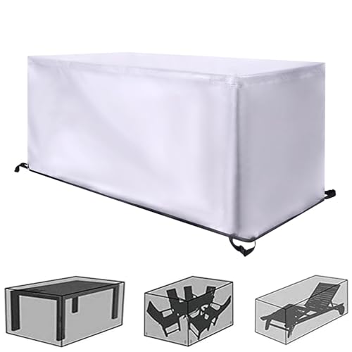 HSFFBHFBH Abdeckung für Gartenmöbel - 200x150x90cm(LxWxH) Silber Oxford-Gewebe, Gartentisch-Abdeckung, große Terrassentisch-Stühle-Abdeckung, Wasserdicht, Staubdicht, Anti-UV-Außenmöbel- Abdeckung von HSFFBHFBH