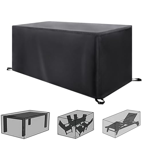HSFFBHFBH Abdeckung für Gartenmöbel Winterfest - 230x110x90cm(LxWxH) Multi Größe Schwarz Wasserdicht Abdeckung 420D Oxford Tisch Abdeckplane Schutzhülle für Gartentische und Möbelsets Gartentisch von HSFFBHFBH