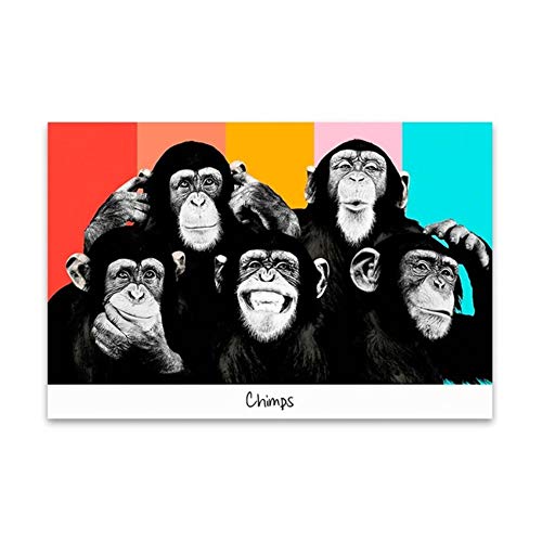 HSFFBHFBH Animal Funny Chimps Leinwand Gedruckte Kunst Malerei Wandbilder für Wohnzimmer Wohnkultur 30x45cm (11.8"x17.7) Kein Rahmen1 von HSFFBHFBH