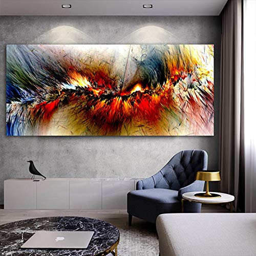 HSFFBHFBH Orange abstrakte Malerei Think Independe Wandbild für Wohnzimmer Leinwand Moderne Kunst Poster und Druck Home Decor 70x140cm Innerer Rahmen von HSFFBHFBH