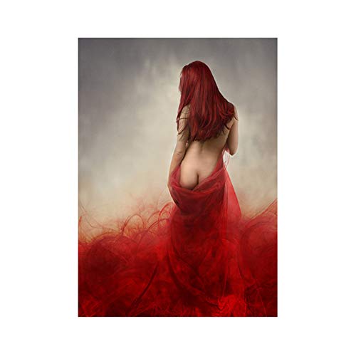 HSFFBHFBH Wandkunst Leinwand Malerei Rot Sexy Erotik Nackte Frau Poster Drucke Wandbilder Für Moderne Wohnkultur Kunstwerke 20x30cm (8x12 Zoll) Kein Rahmen von HSFFBHFBH