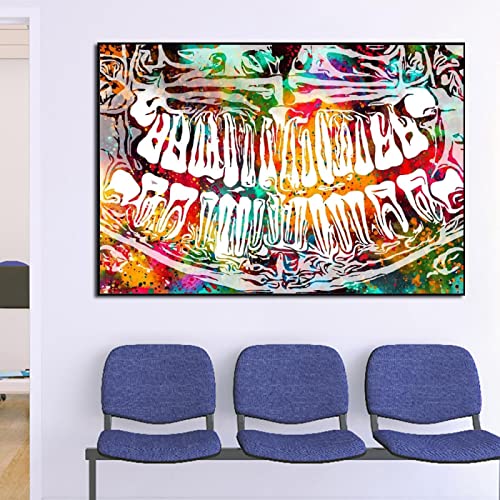 HSFFBHFBH Zähne Zahnmedizin Zahnimplantat Poster Zahnarzt Klinik Wandkunst Leinwand Gemälde Druck Bild Zahnarztpraxis Zimmer Wohnkultur 60x80cm(24x31inch) Innenrahmen von HSFFBHFBH