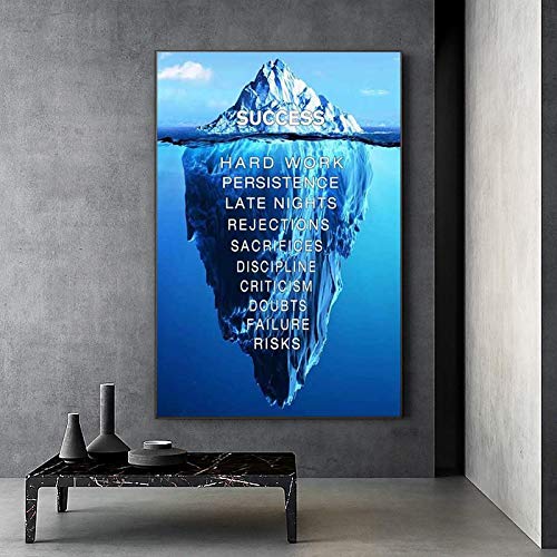 Iceberg of Success Inspirierend Zitat Leinwand Malerei Poster Drucke Wandkunst für Wohnzimmer Wohnkultur Kunstwerk 70x110cm Ungerahmt von HSFFBHFBH
