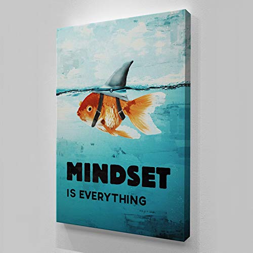 Nordic Style Motivation Poster Leinwanddruck Wand Mindset Is Everything Shark Fish Wall Art Bilder für Heimdekoration 50x75cm(20x30inch) ungerahmt von HSFFBHFBH
