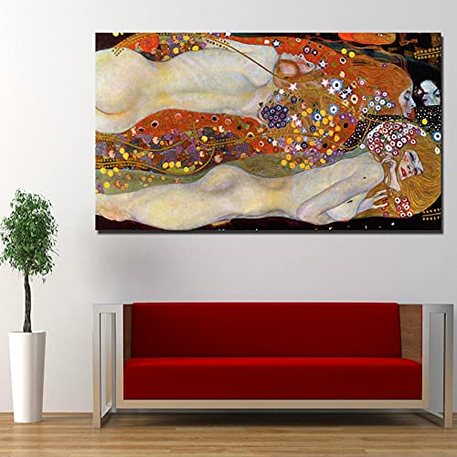 Poster von Gustav Klimt Leinwand Malerei Drucke Dekoration Moderne Wohnzimmer Wandkunst Malerei Poster Modulare Bilder 60x120cm (24''x47'') Innenrahmen von HSFFBHFBH