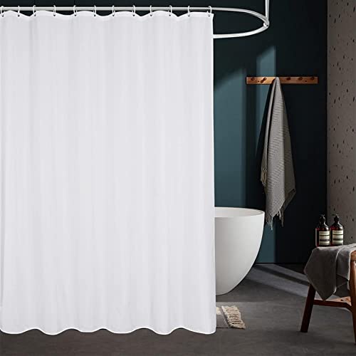 White Fabric Modern Bathroom Curtains with 12 Hooks Hotel Luxury Spa Bathtub Shower Liner Curtains Washable Multi-Size 200x220cm(WxH) von HSFFBHFBH