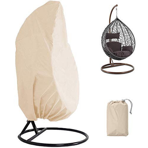 HSGAV Hängesessel Schutzhülle Abdeckung für Hängestuhl Wasserdicht/Winddicht/Anti-UV/Schaukelstuhl Abdeckung, 210D Oxford Gewebe Schwebesessel Outdoor Möbelschutz,Beige,190x115cm(75x45in) von HSGAV