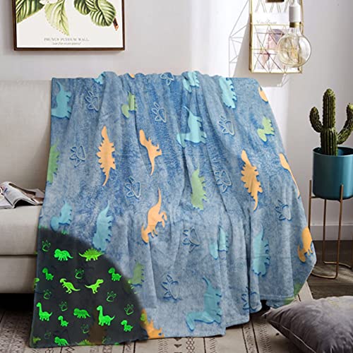 HSGLGNA Kuscheldecke Kinder Dinosaurier Decke Leuchtet im Dunkeln, Dinosaurier Muster Weiche Mikrofaser Flauschig Decke,Tolle Geschenke für Dino Liebhaber(Dinosaurier C, 150x200 cm) von HSGLGNA