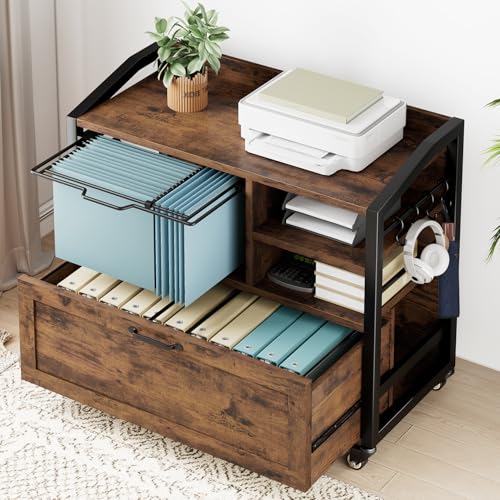 HSH Mobiler Dokumentenschrank mit feststellbaren Rollen, verstellbarem Regal und Akten-Organizer für Arbeitsbereiche zu Hause, rustikale braune Eiche, 84 cm HSH Mobiler Dokumentenschrank mit feststellbaren Rollen, verstellbarem Regal und Akten-Organizer für Arbeitsbereiche zu Hause, rustikale braune Eiche, 84 cm von HSH