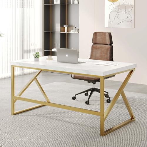 LVB Schreibtisch eleganter Computertisch mit Marmorlook LVB Schreibtisch eleganter Computertisch mit Marmorlook von HSH