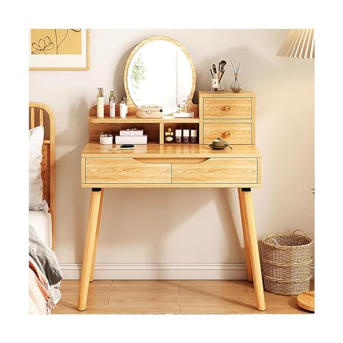 HSHTTKL Neue Möbel Holz-Schminktisch-Set Mit Spiegel, Schubladen Und Einstellbarer Helligkeit - Multifunktionaler Schreibtisch Computertisch HSHTTKL Neue Möbel Holz-Schminktisch-Set Mit Spiegel, Schubladen Und Einstellbarer Helligkeit - Multifunktionaler Schreibtisch Computertisch von HSHTTKL