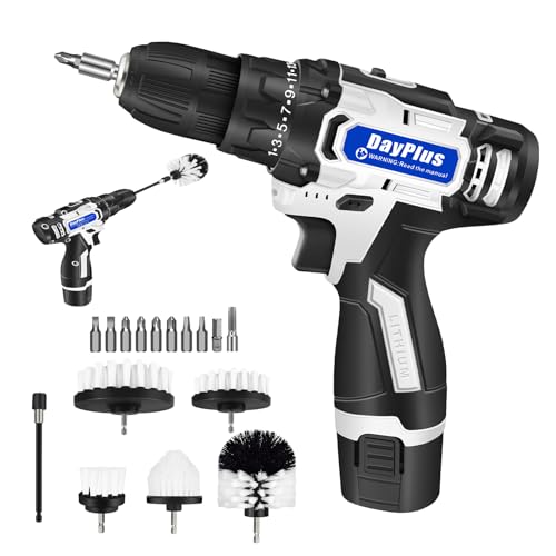 Akku-Bohrschrauber 2 Variable Geschwindigkeit, 45NM Wiederaufladbarer Bohrschrauber 18+1 Drehmoment, Kombi-Bohrer 3/8" Keyless Chuck, LED Arbeitsleuchte, 1.5AH Li-Ionen Akku und Ladegerät von HSHa