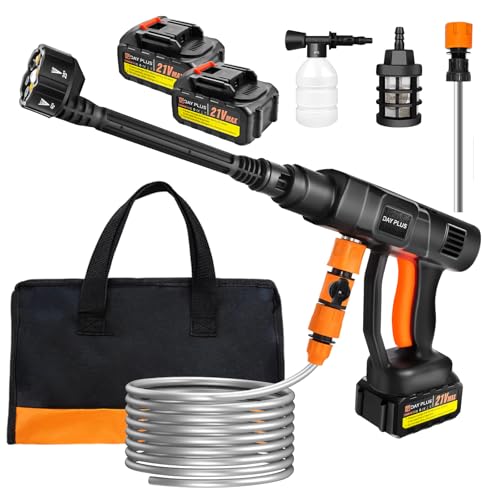 Akku Hochdruckreiniger, Max 60 Bar 870 PSI Mobiler Hochdruckreiniger Mit 2 Akkus, Schaumsprüher, 6-in-1 Multifunktionale Düse für Auto von HSHa