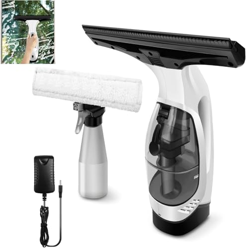 HSHa Akku-Fenstersauger, Fensterputzer Elektrisch mit Mikrofaserbezug & Wasserstrahl, Fensterreiniger verwendbar bis zu 30 min, Streifenfreie Reinigung Aller glatten Oberflächen, Fenster, Spiegel HSHa Akku-Fenstersauger, Fensterputzer Elektrisch mit Mikrofaserbezug & Wasserstrahl, Fensterreiniger verwendbar bis zu 30 min, Streifenfreie Reinigung Aller glatten Oberflächen, Fenster, Spiegel von HSHa